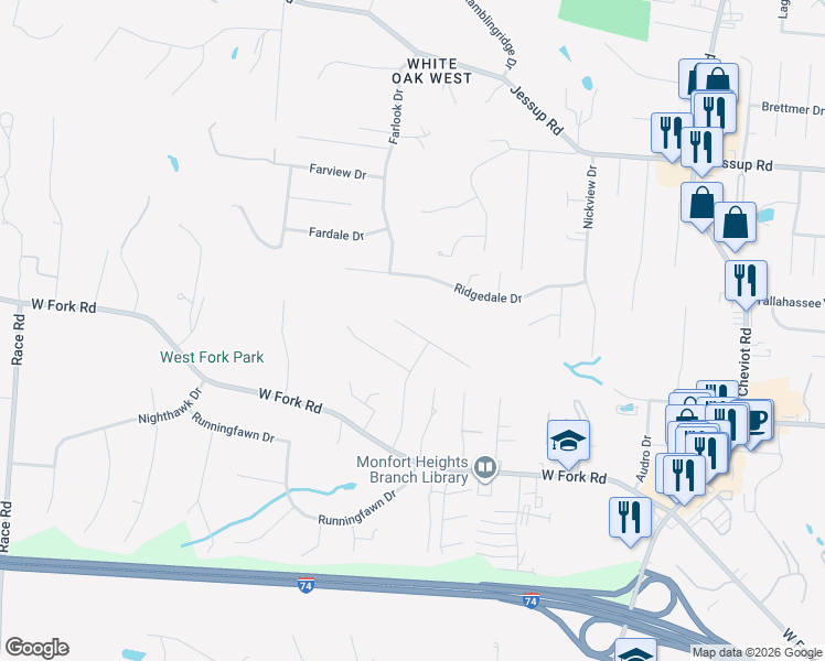 map of restaurants, bars, coffee shops, grocery stores, and more near 4120 Clearpoint Drive in Cincinnati