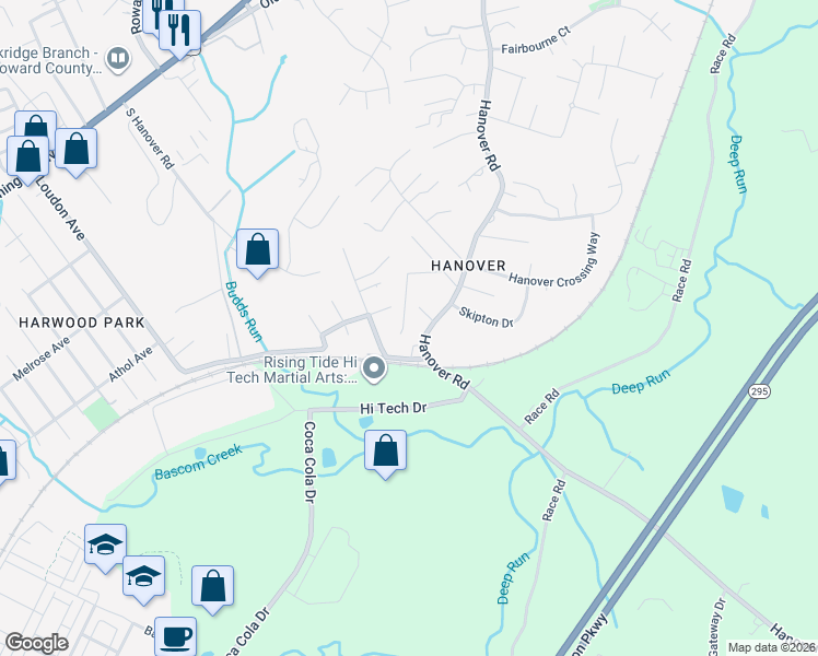 map of restaurants, bars, coffee shops, grocery stores, and more near 6439 Ryan Avenue in Hanover