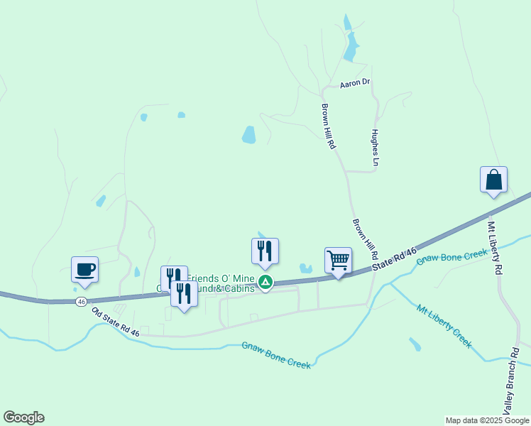 map of restaurants, bars, coffee shops, grocery stores, and more near 4602 State Road 46 in Nashville