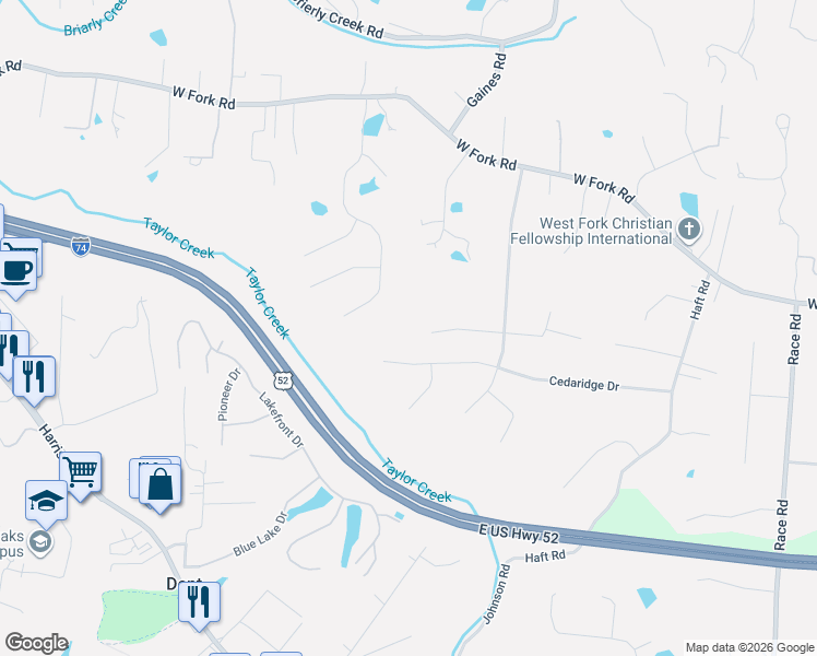 map of restaurants, bars, coffee shops, grocery stores, and more near 5898 Valleyway Court in Cincinnati