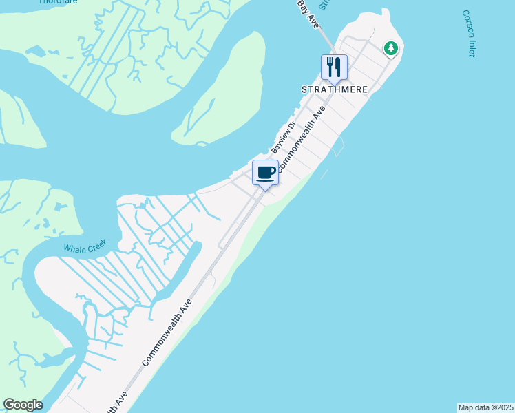 map of restaurants, bars, coffee shops, grocery stores, and more near 901 Commonwealth Avenue in Sea Isle City