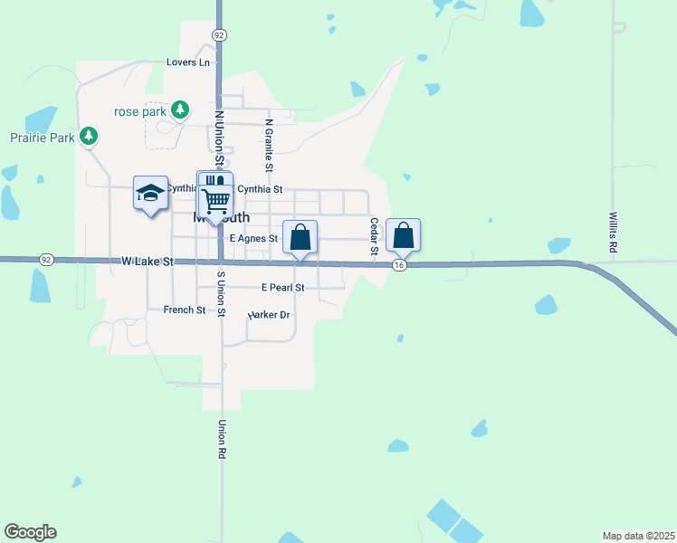 map of restaurants, bars, coffee shops, grocery stores, and more near 600 Pearle Street in McLouth