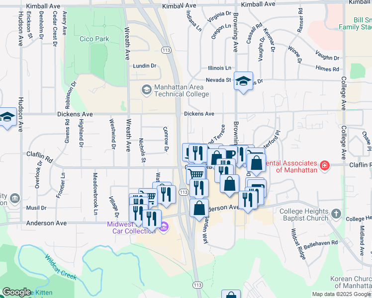 map of restaurants, bars, coffee shops, grocery stores, and more near 1409 Cambridge Place in Manhattan