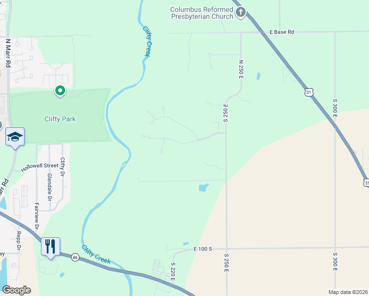 map of restaurants, bars, coffee shops, grocery stores, and more near 4553 East Windsor Lane in Columbus