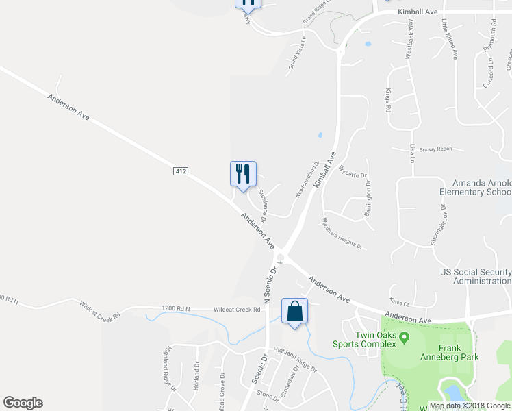 map of restaurants, bars, coffee shops, grocery stores, and more near 1116 Newfoundland Drive in Manhattan