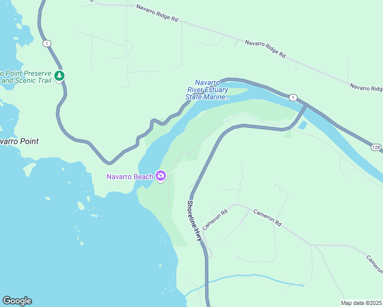 map of restaurants, bars, coffee shops, grocery stores, and more near Navarro Beach Road in Albion