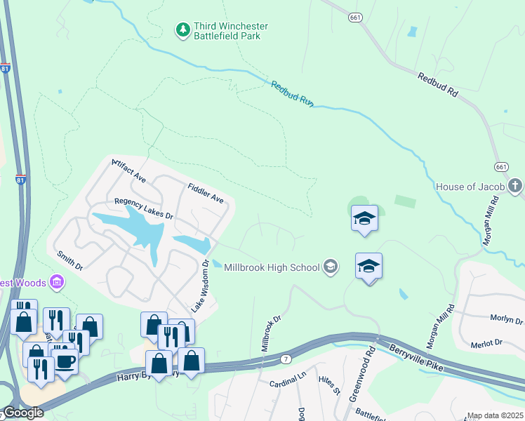 map of restaurants, bars, coffee shops, grocery stores, and more near 102 Winnepeg Place in Winchester