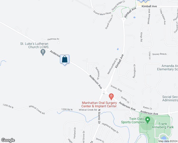 map of restaurants, bars, coffee shops, grocery stores, and more near 1200 Christy Drive in Manhattan