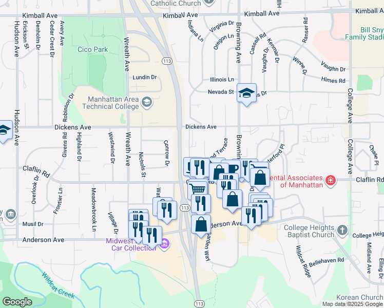 map of restaurants, bars, coffee shops, grocery stores, and more near 1413 Cambridge Place in Manhattan