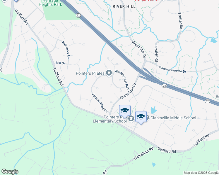 map of restaurants, bars, coffee shops, grocery stores, and more near 6409 Towering Elm Terrace in Clarksville
