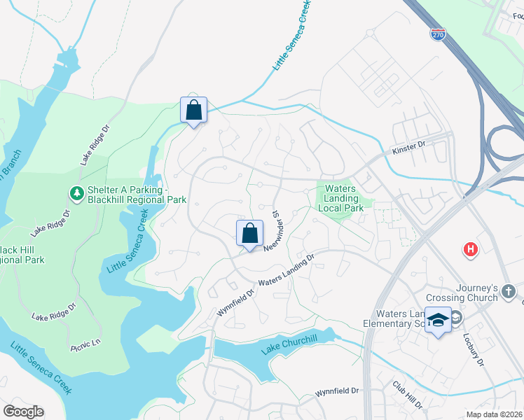 map of restaurants, bars, coffee shops, grocery stores, and more near 13422 Biddeford Court in Germantown