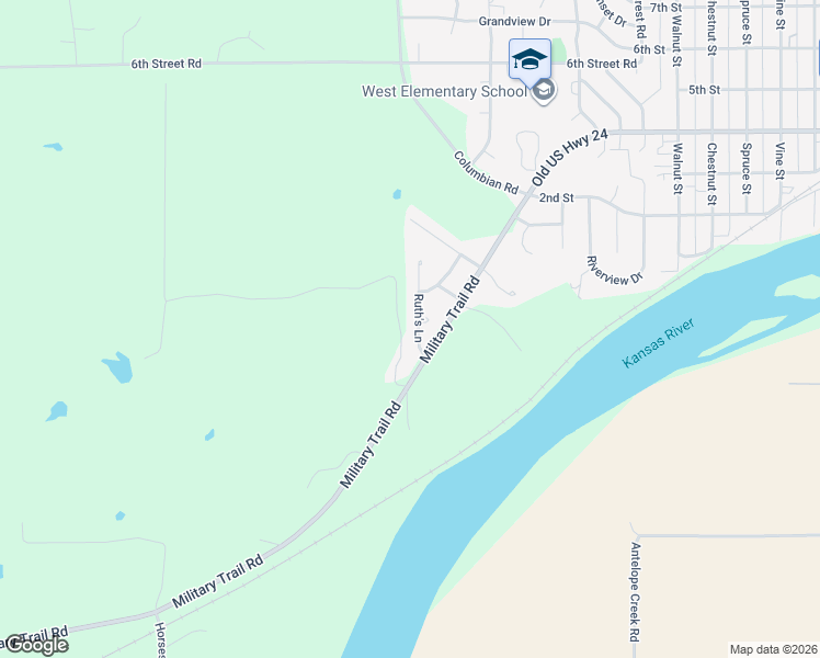 map of restaurants, bars, coffee shops, grocery stores, and more near 301 Ruth's Lane in Wamego