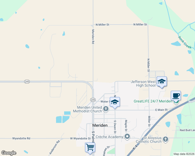 map of restaurants, bars, coffee shops, grocery stores, and more near 8202 Meriden Rd in Meriden