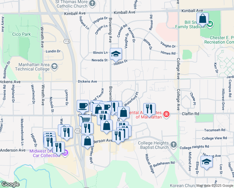 map of restaurants, bars, coffee shops, grocery stores, and more near 1506 Browning Avenue in Manhattan
