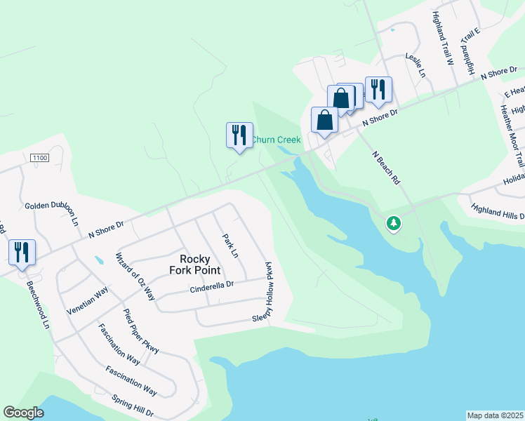 map of restaurants, bars, coffee shops, grocery stores, and more near 6715 East Lake Shore Drive in Hillsboro