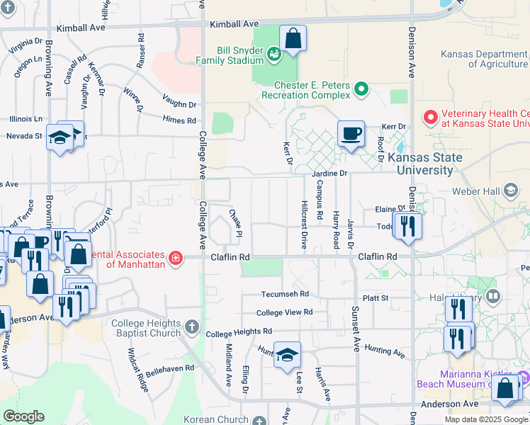 map of restaurants, bars, coffee shops, grocery stores, and more near 1509 Pipher Lane in Manhattan