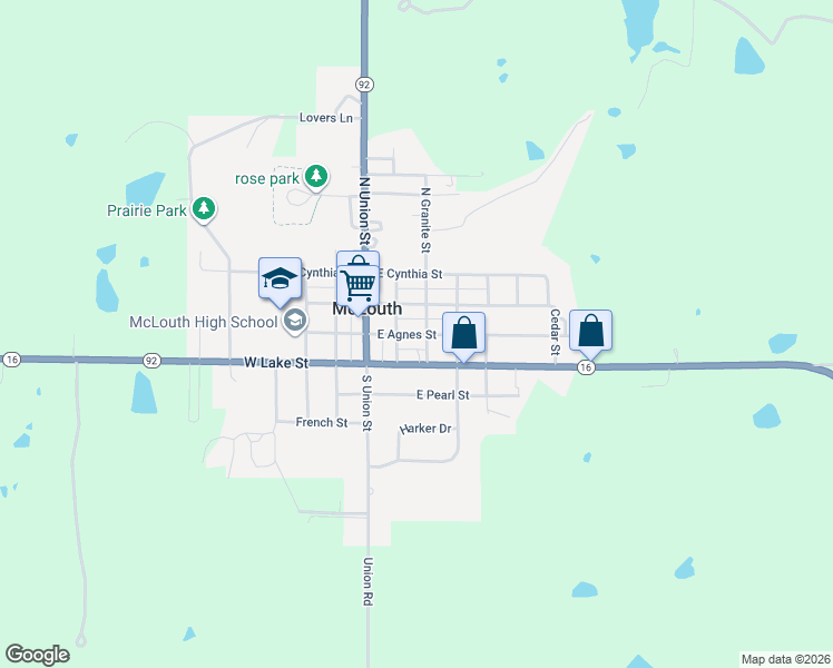 map of restaurants, bars, coffee shops, grocery stores, and more near 208 East Agnes Street in McLouth