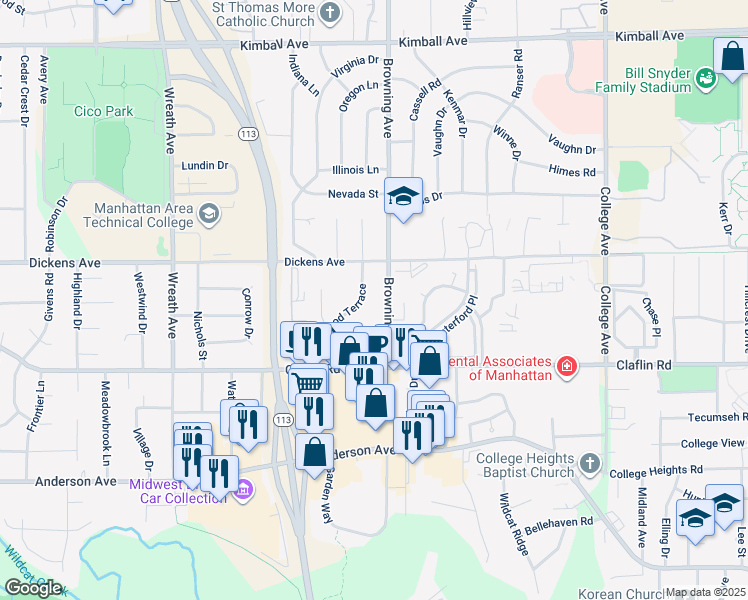 map of restaurants, bars, coffee shops, grocery stores, and more near 1506 Browning Avenue in Manhattan
