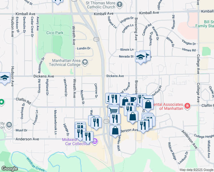 map of restaurants, bars, coffee shops, grocery stores, and more near 1413 Cambridge Place in Manhattan