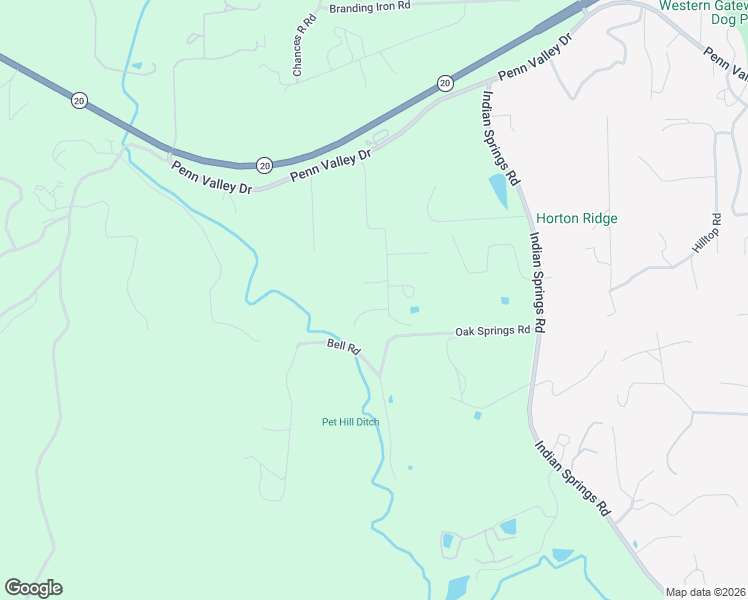 map of restaurants, bars, coffee shops, grocery stores, and more near 10326 Bar Hill Road in Penn Valley