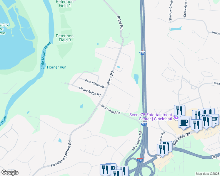 map of restaurants, bars, coffee shops, grocery stores, and more near 765 Twin Fox Drive in Milford