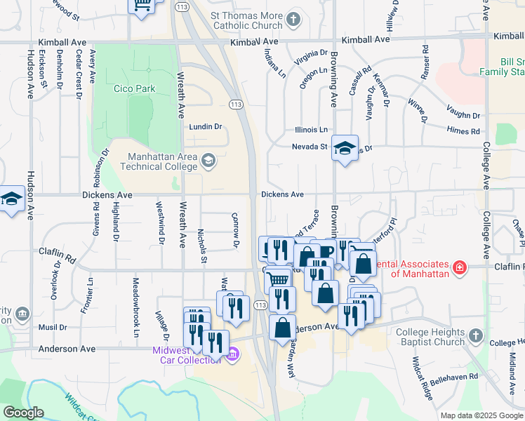 map of restaurants, bars, coffee shops, grocery stores, and more near 1413 Cambridge Place in Manhattan