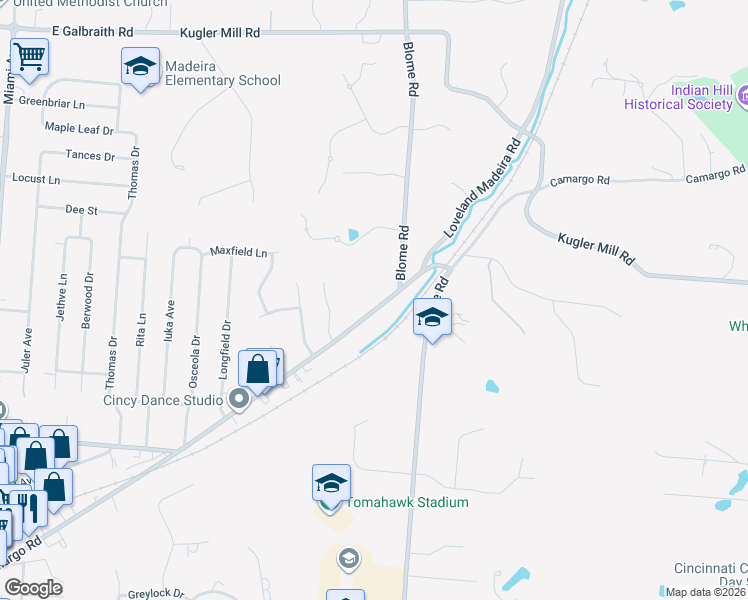 map of restaurants, bars, coffee shops, grocery stores, and more near 8224 Camargo Road in Cincinnati