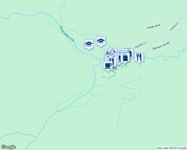 map of restaurants, bars, coffee shops, grocery stores, and more near 233 Granite Chief Road in Tahoe City