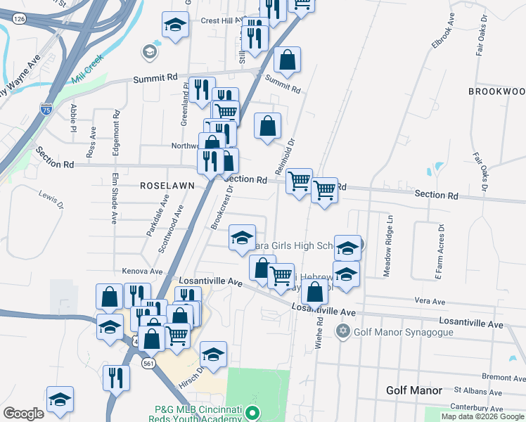 map of restaurants, bars, coffee shops, grocery stores, and more near 1840 Blackstone Place in Cincinnati
