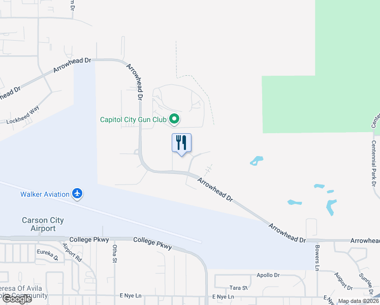 map of restaurants, bars, coffee shops, grocery stores, and more near 4126 Technology Way in Carson City