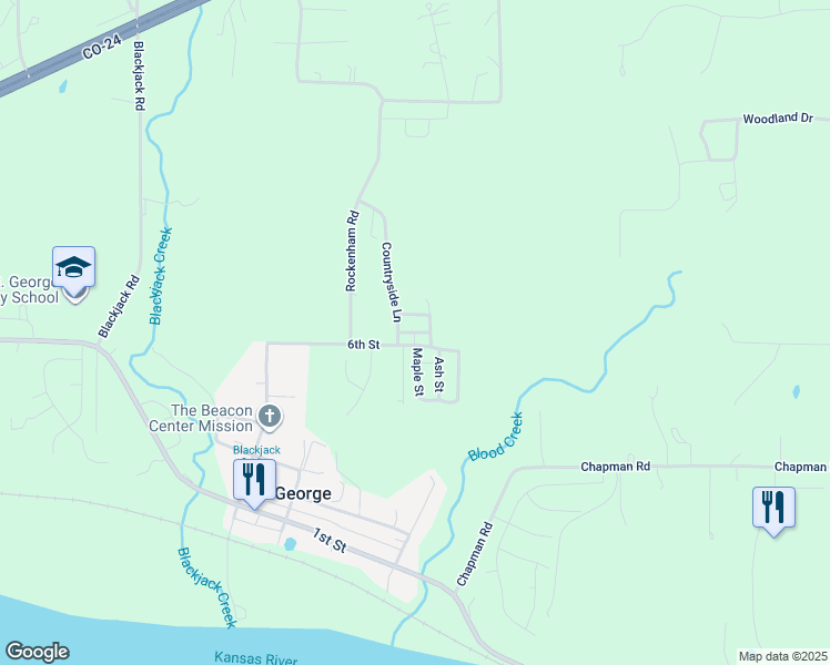 map of restaurants, bars, coffee shops, grocery stores, and more near Elm Street in Saint George