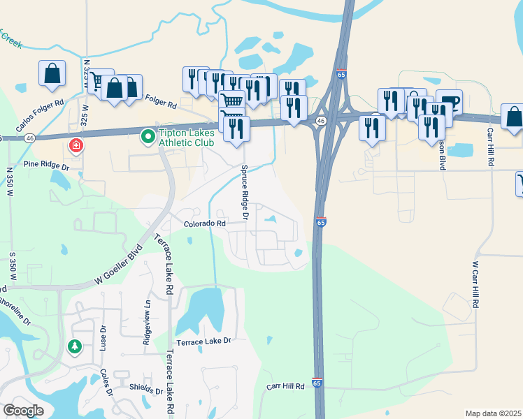 map of restaurants, bars, coffee shops, grocery stores, and more near 3440 Riverstone Way in Columbus