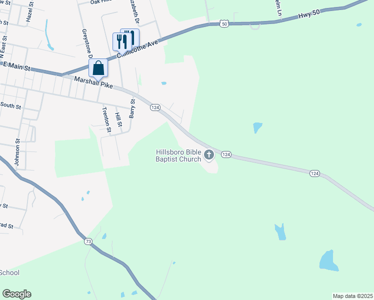 map of restaurants, bars, coffee shops, grocery stores, and more near 8014 South R 124 in Hillsboro