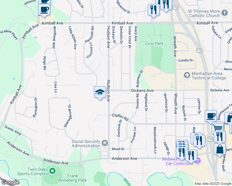 map of restaurants, bars, coffee shops, grocery stores, and more near 1601 Fishermans Lane in Manhattan