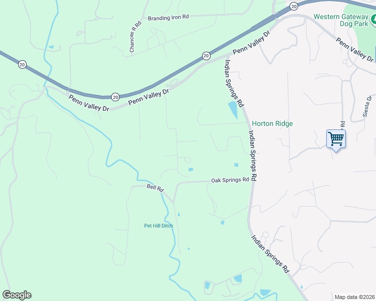 map of restaurants, bars, coffee shops, grocery stores, and more near 10275 Bar Hill Road in Penn Valley