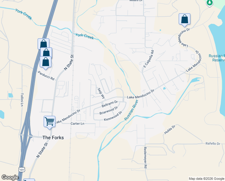 map of restaurants, bars, coffee shops, grocery stores, and more near 0 Rancho Grande Drive in Ukiah