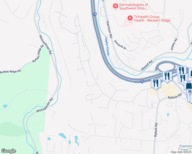 map of restaurants, bars, coffee shops, grocery stores, and more near 7142 Ruwes Oak Drive in Cincinnati