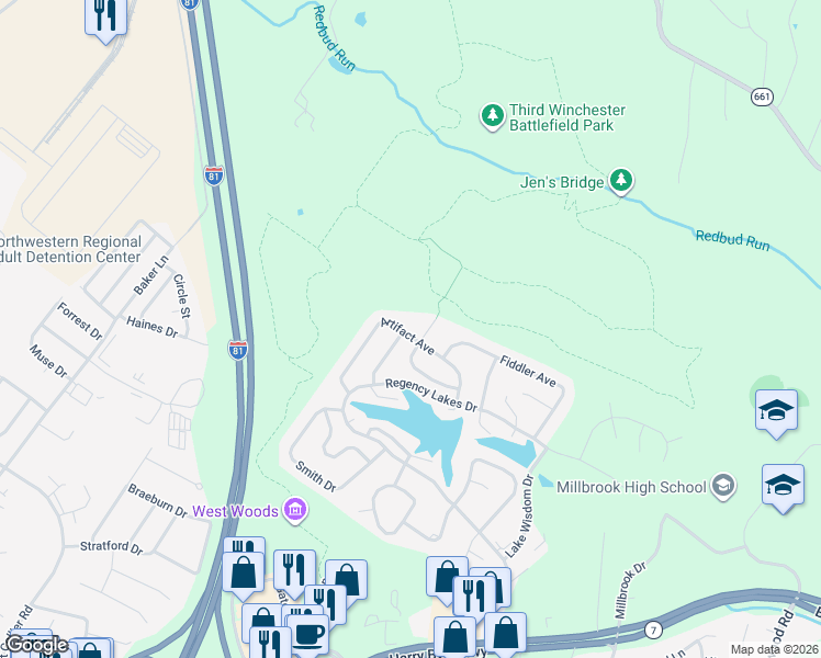 map of restaurants, bars, coffee shops, grocery stores, and more near 204 Artifact Avenue in Winchester
