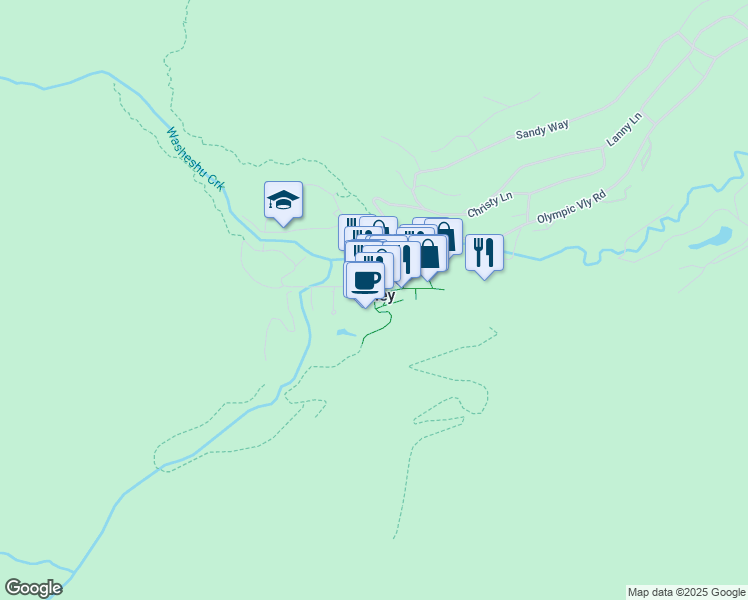 map of restaurants, bars, coffee shops, grocery stores, and more near 235 Squaw Valley Road in Olympic Valley