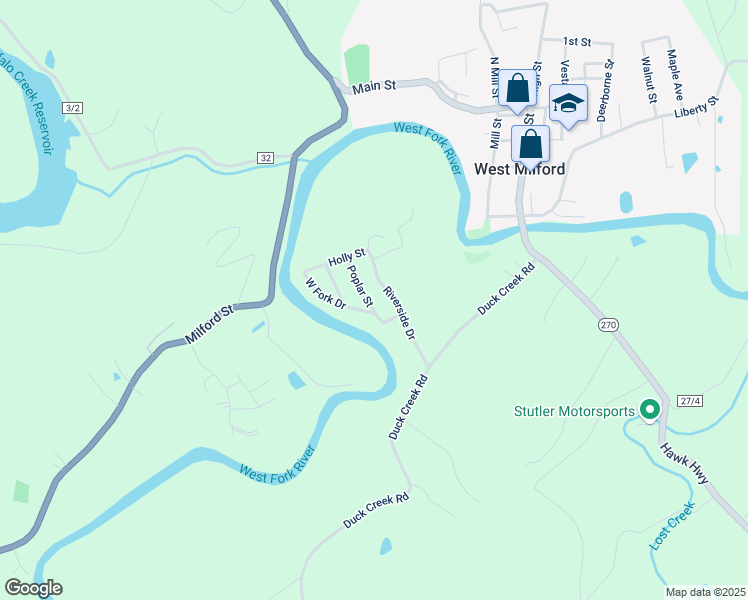 map of restaurants, bars, coffee shops, grocery stores, and more near 58 Poplar Street in Lost Creek