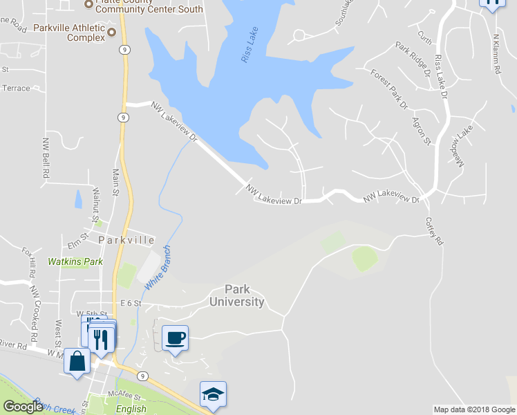 map of restaurants, bars, coffee shops, grocery stores, and more near 8331 Harbour Pl in Parkville