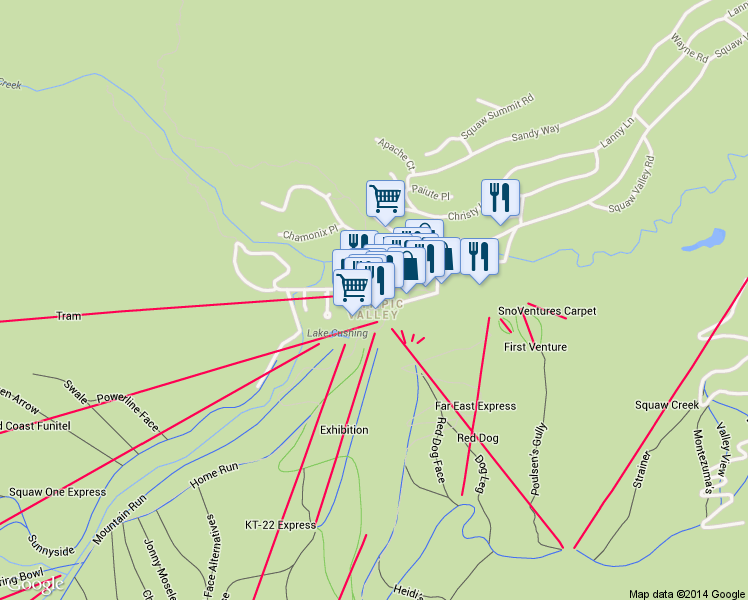 map of restaurants, bars, coffee shops, grocery stores, and more near in Olympic Valley