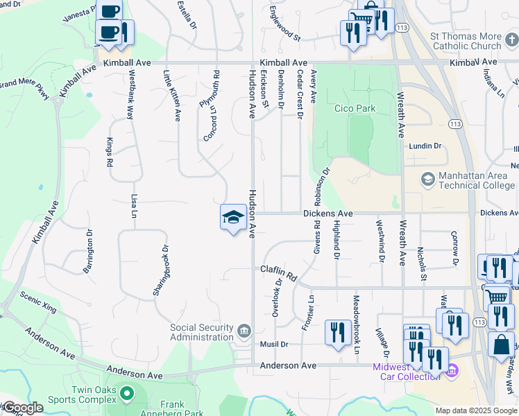 map of restaurants, bars, coffee shops, grocery stores, and more near 1601 Fishermans Lane in Manhattan