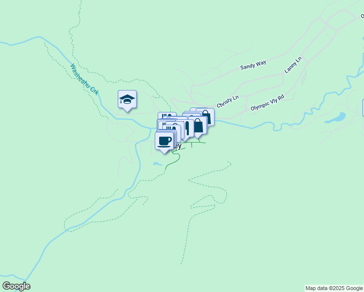 map of restaurants, bars, coffee shops, grocery stores, and more near 1765 Olympic Valley Road in Olympic Valley