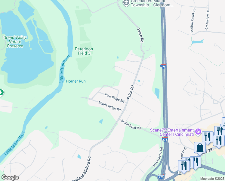 map of restaurants, bars, coffee shops, grocery stores, and more near 723 Shady Hollow Lane in Milford