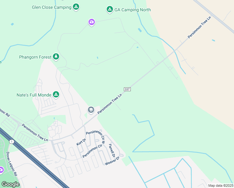 map of restaurants, bars, coffee shops, grocery stores, and more near 816 Persimmon Tree Lane in Dover