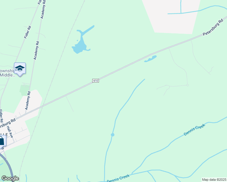 map of restaurants, bars, coffee shops, grocery stores, and more near 513 Petersburg Road in Cape May County