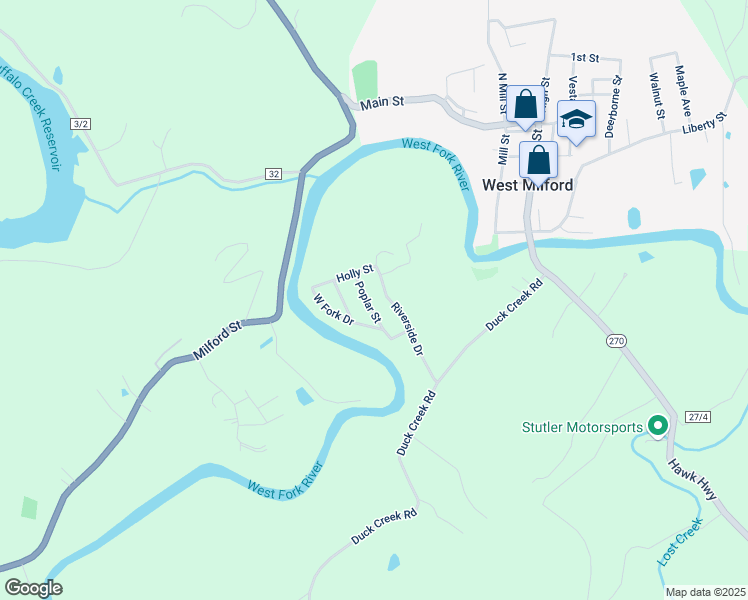 map of restaurants, bars, coffee shops, grocery stores, and more near 58 Poplar Street in Lost Creek