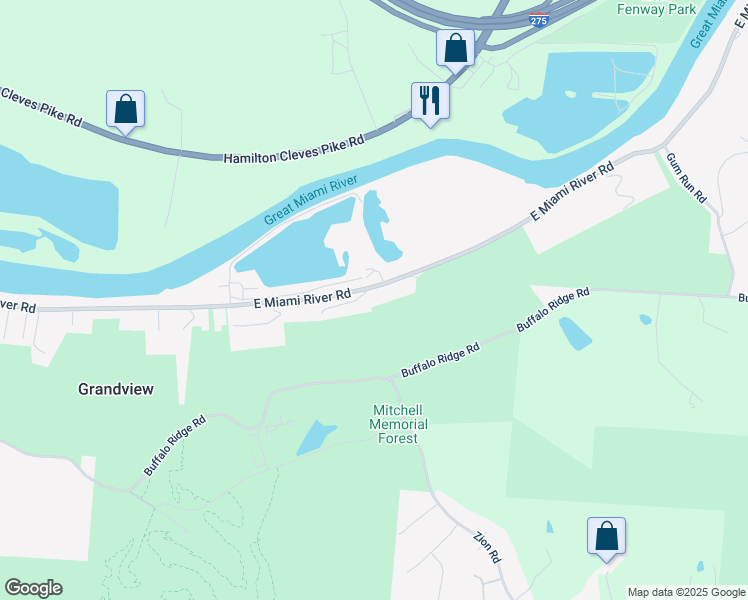 map of restaurants, bars, coffee shops, grocery stores, and more near 5384 East Miami River Road in Cleves