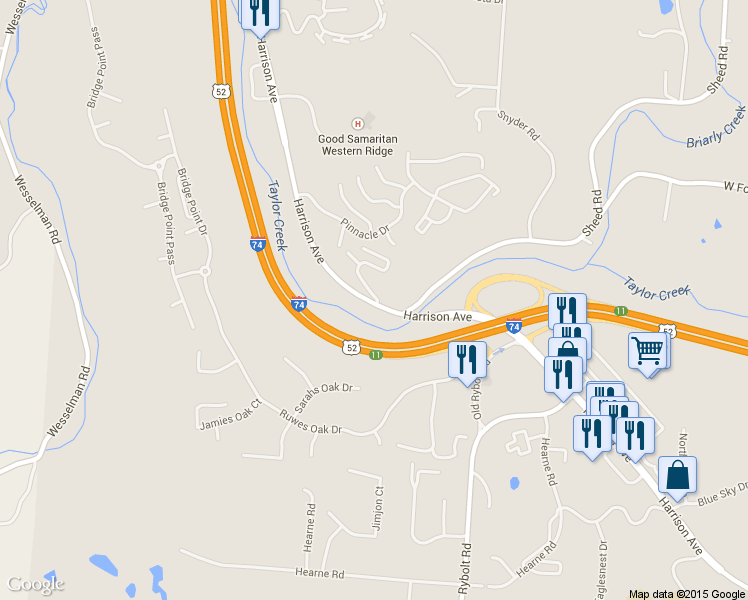 map of restaurants, bars, coffee shops, grocery stores, and more near 6788 Cedar Hills in Cincinnati